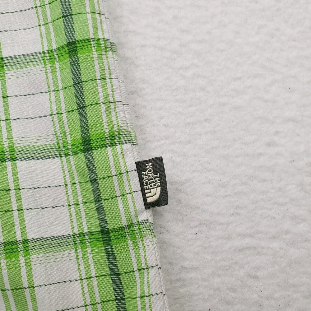 North Face Shirt Mens Small Green White Plaid Vented Outdoor Fishing‎ Tartan